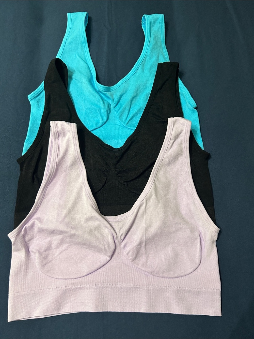 Everyday Seamless Bralette Pack - Lavender, Black & Teal